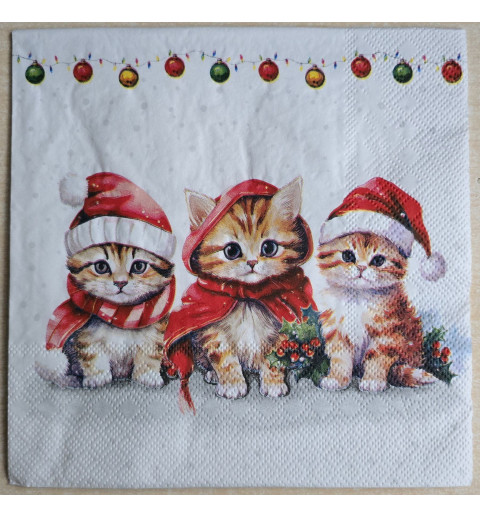 Serviette Drei Weihnachts Katzen