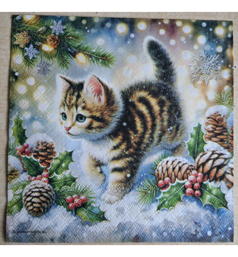 Serviette Katze/Tannenzapfen