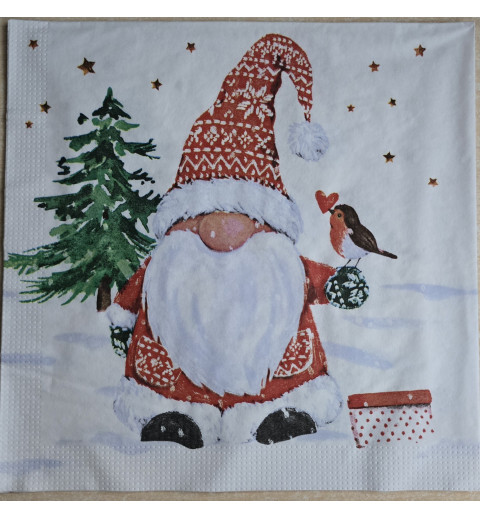 Serviette Wichtel/Vogel/Geschenk