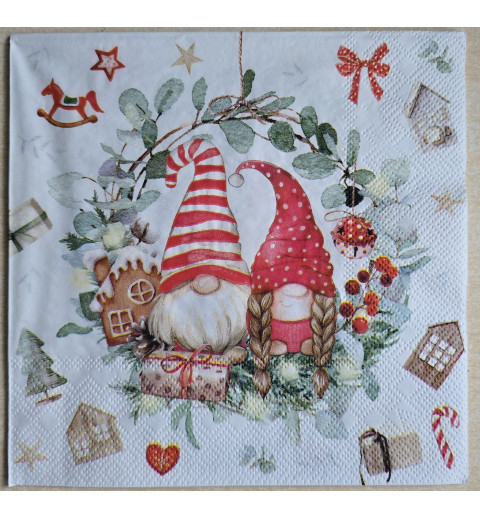 Serviette Wichtel Päarchen/Lebkuchen