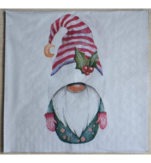 Serviette Wichtel grün/rot