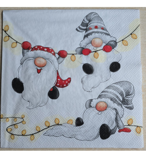 Serviette Drei hängende Wichtel