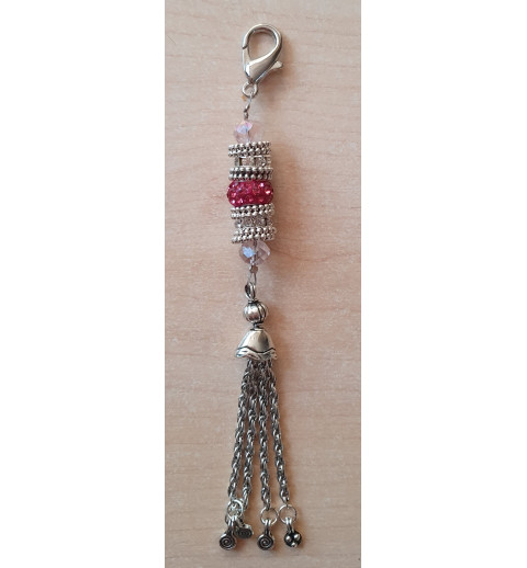 Schmuckanhänger mit Strassperlen pink/rosa