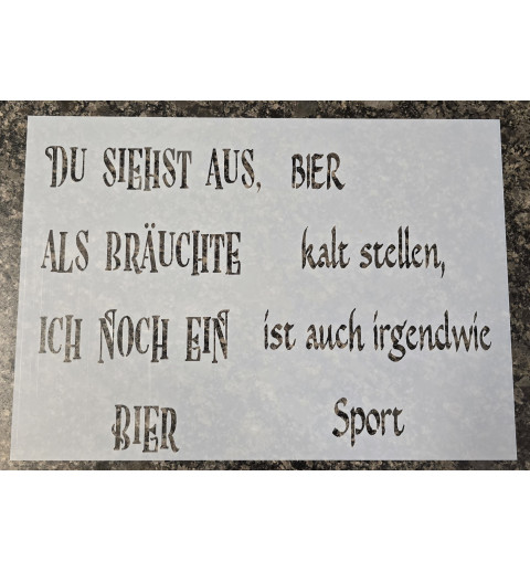 Schablone " Bier kalt stellen ..."