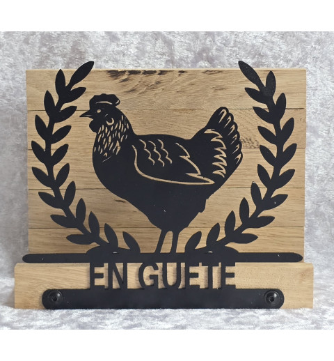 Servietten-Halter Huhn mit Blätter Bordüre/Eiche