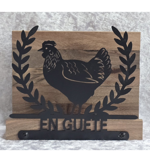 Servietten-Halter Huhn mit Blätter Bordüre/dunkle Schoko Eiche
