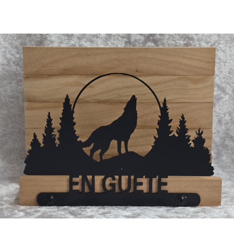 Servietten-Halter Heulender Wolf/natur
