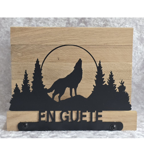 Servietten-Halter Heulender Wolf/Eiche