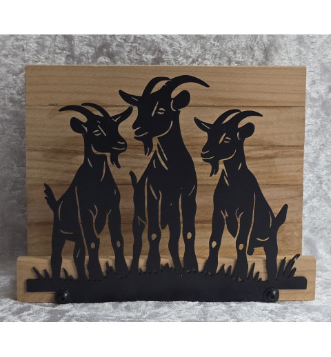 Servietten-Halter Drei Ziegen/natur