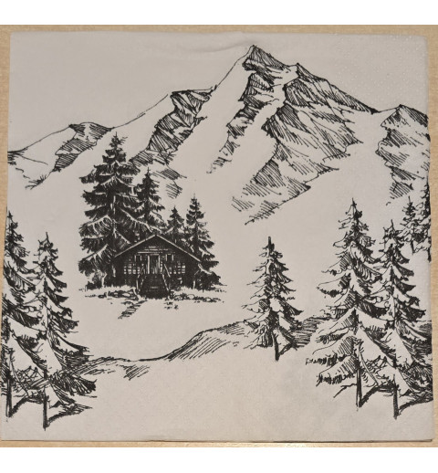 Serviette Berge/Tannen/Alphütte