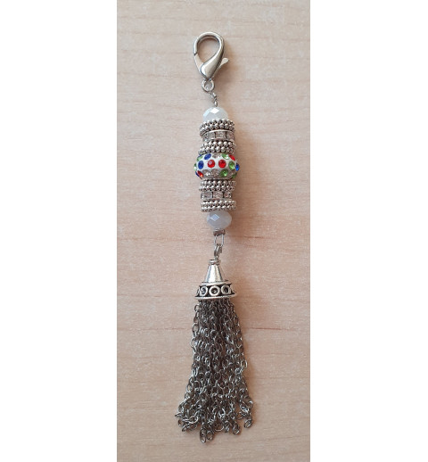 Schmuckanhänger mit Strassperlen bunt/weiss