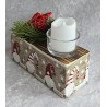 Teelicht Balken mit Wichtelband beige/rot