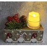 Teelicht Balken mit Wichtelband beige/rot