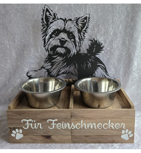 Hunde Futternapf Yorkshire Terrier Schoko Eiche