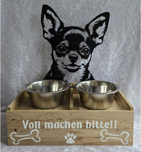 Hunde Futternapf Chihuahua/Eiche