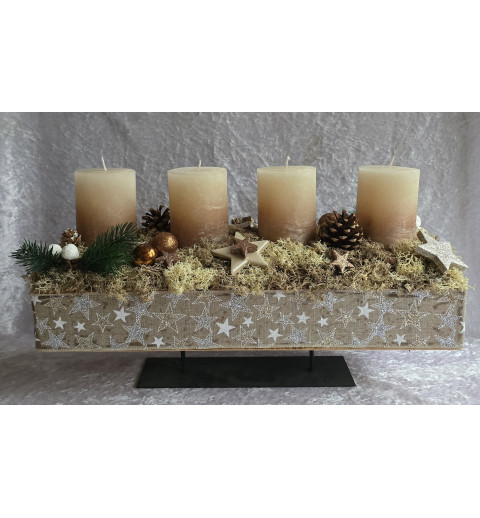 Adventsgesteck beige/braun