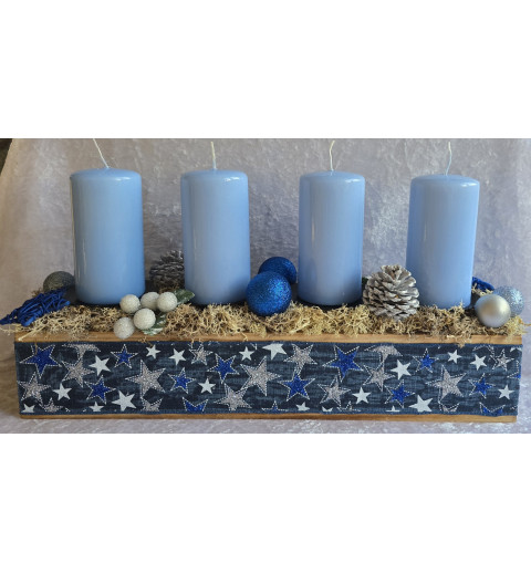 Adventsgesteck blau