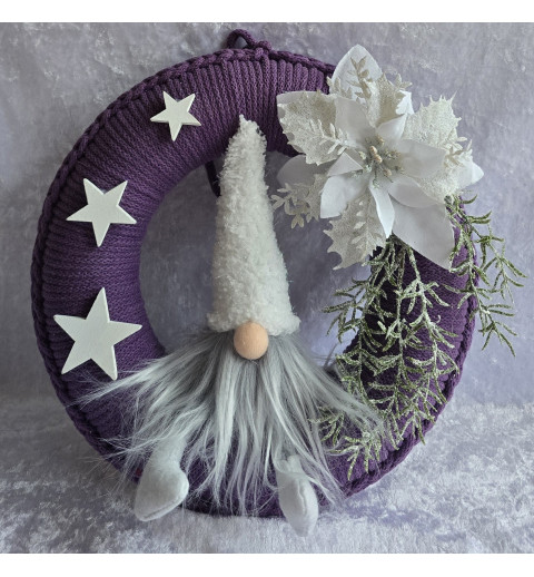 Tür/Wanddeko Wichtel violett/weiss