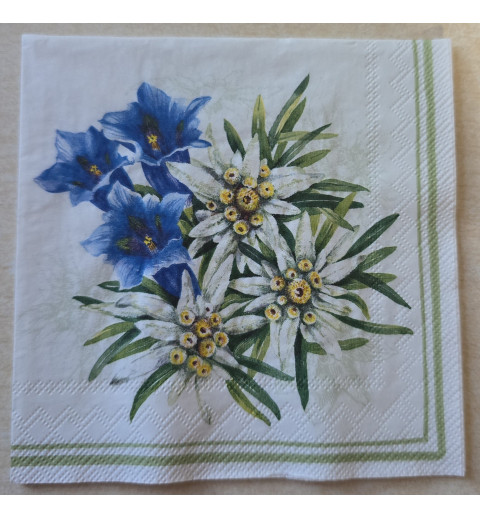 Serviette Edelweiss und Enzian