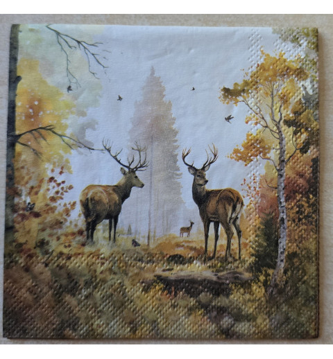Serviette Zwei Hirsche im Wald