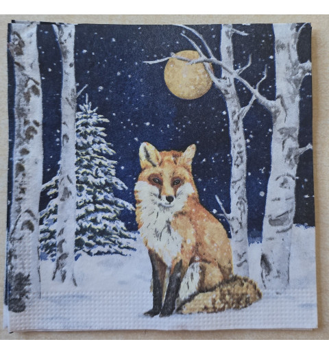 Serviette Fuchs im Winterwald