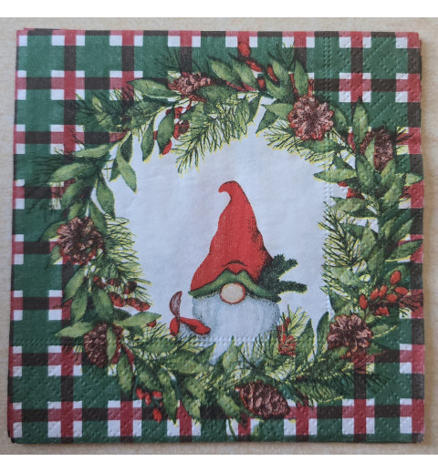 Serviette Wichtel/Karomuster