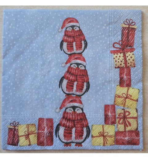 Serviette Drei Pinguine/Geschenke