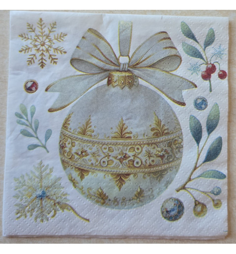 Serviette Weihnachts Kugel creme-gold