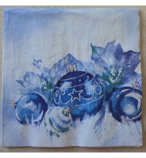 Serviette Blaue Weihnachts Kugeln
