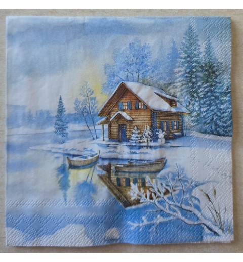 Serviette Haus am See/Winterlandschaft