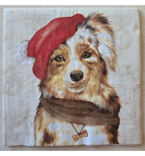 Serviette Hund mit Weihnachts Mütze