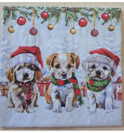 Serviette Drei Weihnachts Hunde