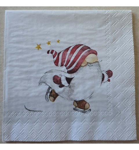 Serviette Wichtel läuft Schlittschuh