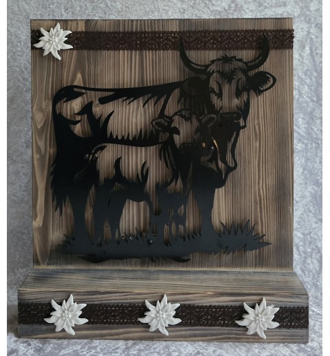 Schild stehend Kuh mit Kalb mit LEDs