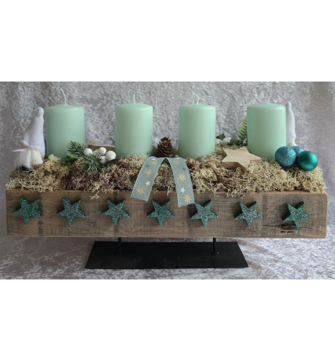 Adventsgesteck Wichtel mint