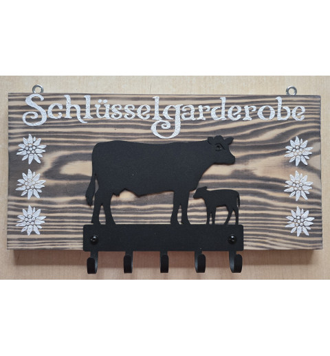 Schlüsselgarderobe Kuh mit Kalb
