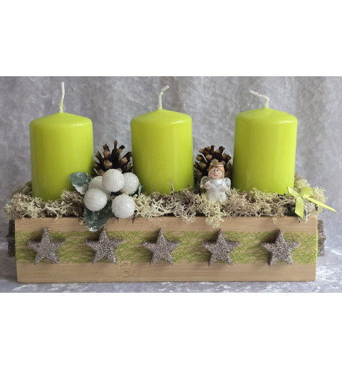 Weihnachts Kiste mit Kerzen/Engel/hellgrün