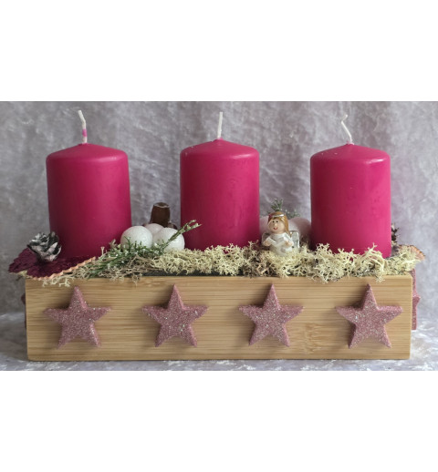 Weihnachts Kiste mit Kerzen/Engel/pink