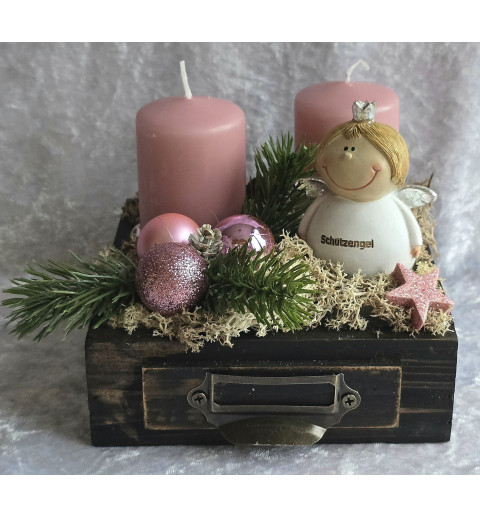 Weihnachts Kiste mit Kerzen/Engel/rosa