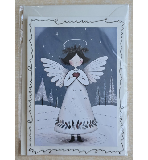 Karte Engel blau-creme 2