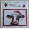 Karte Kuh mit Weihnachtsmütze rot-creme 1