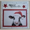 Karte Kuh mit Weihnachtsmütze rot-creme 5
