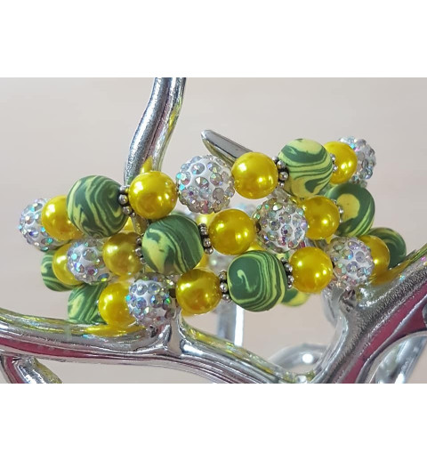 Wickelarmband grün/gelb