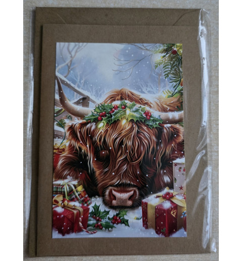 Karte Weihnachts Hochlandrind 1