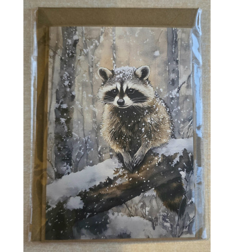 Karte Waschbär/Winterwald