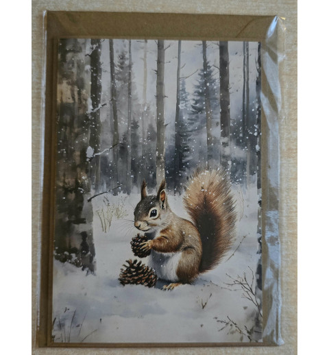 Karte Eichhörnchen /Winterwald