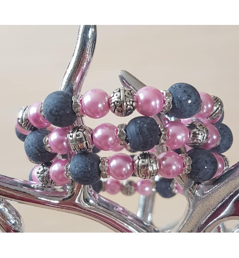 Wickelarmband rosa/grau