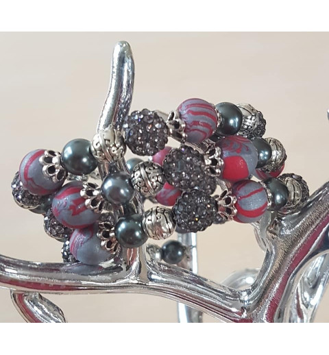 Wickelarmband grau/rot