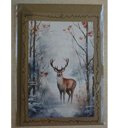 Karte Hirsch im Winterwald 2