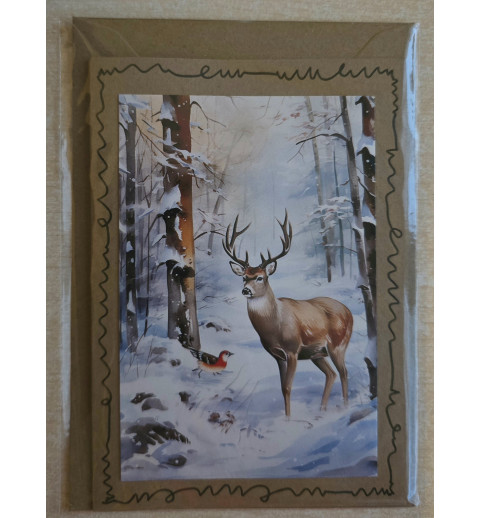 Karte Hirsch im Winterwald 3